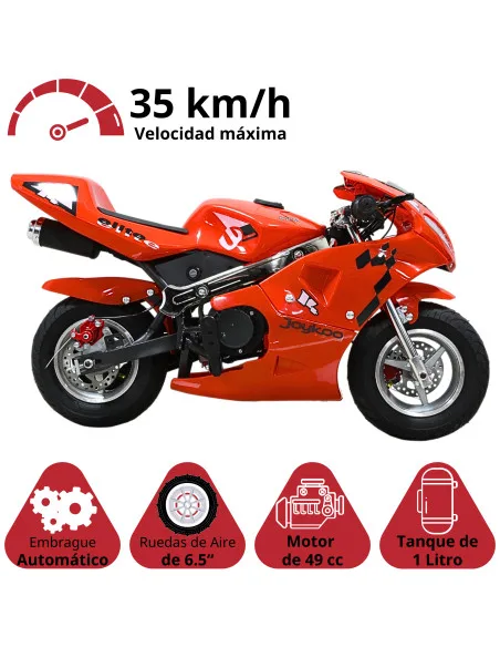MINI Moto Deportiva de Gasolina 49cc para Niños Motor 2 Tiempos Arranque Manual Frenos de Disco Soporta hasta 40 kg | Joykoo Tienda Oficial