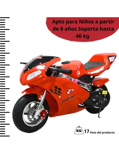MINI Moto Deportiva de Gasolina 49cc para Niños Motor 2 Tiempos Arranque Manual Frenos de Disco Soporta hasta 40 kg | Joykoo Tienda Oficial