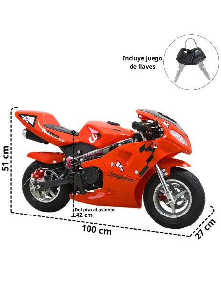 MINI Moto Deportiva de Gasolina 49cc para Niños Motor 2 Tiempos Arranque Manual Frenos de Disco Soporta hasta 40 kg | Joykoo Tienda Oficial