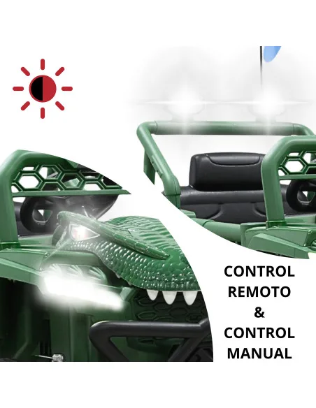 Montable Eléctrico para Niños Dinosaurio con Control Remoto Luces Bluetooth Música Batería 12v Hasta 30 kg | Joykoo Tienda Oficial