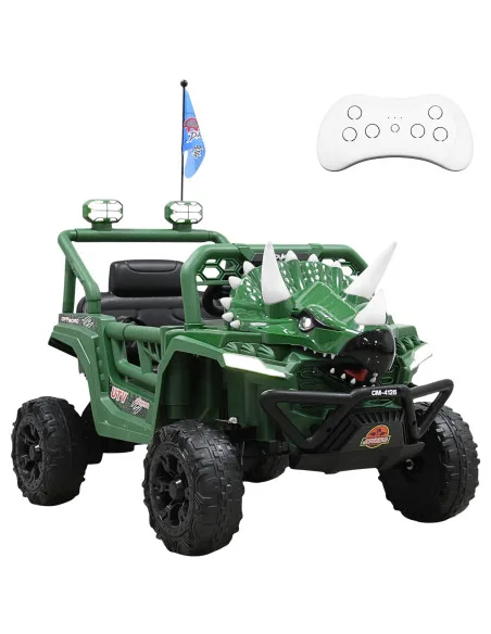 Montable Eléctrico para Niños Dinosaurio 3 Cuernos 12V Control Remoto Bluetooth Luces Apto desde 3 Años hasta 30 kg | Joykoo Tienda Oficial
