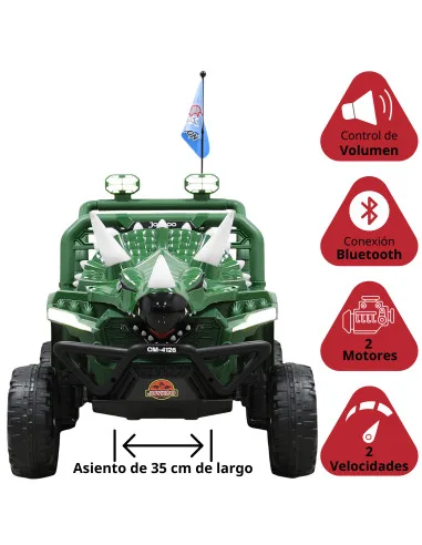 Montable Eléctrico para Niños Dinosaurio 3 Cuernos 12V Control Remoto Bluetooth Luces Apto desde 3 Años hasta 30 kg | Joykoo Tienda Oficial