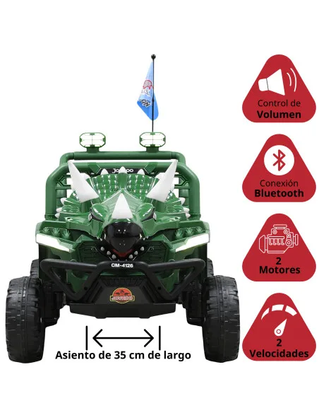 Montable Eléctrico para Niños Dinosaurio 3 Cuernos 12V Control Remoto Bluetooth Luces Apto desde 3 Años hasta 30 kg | Joykoo Tienda Oficial