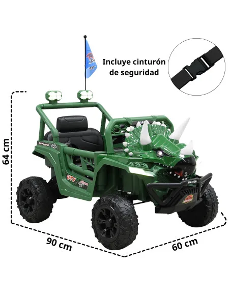 Montable Eléctrico para Niños Dinosaurio 3 Cuernos 12V Control Remoto Bluetooth Luces Apto desde 3 Años hasta 30 kg | Joykoo Tienda Oficial