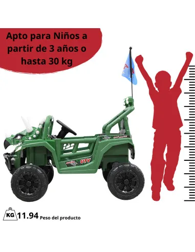 Montable Eléctrico para Niños Dinosaurio 3 Cuernos 12V Control Remoto Bluetooth Luces Apto desde 3 Años hasta 30 kg | Joykoo Tienda Oficial