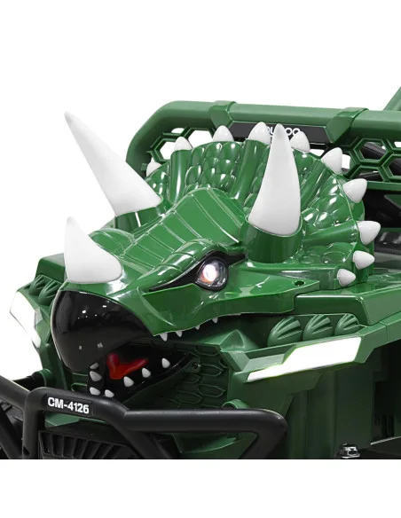Montable Eléctrico para Niños Dinosaurio 3 Cuernos 12V Control Remoto Bluetooth Luces Apto desde 3 Años hasta 30 kg | Joykoo Tienda Oficial