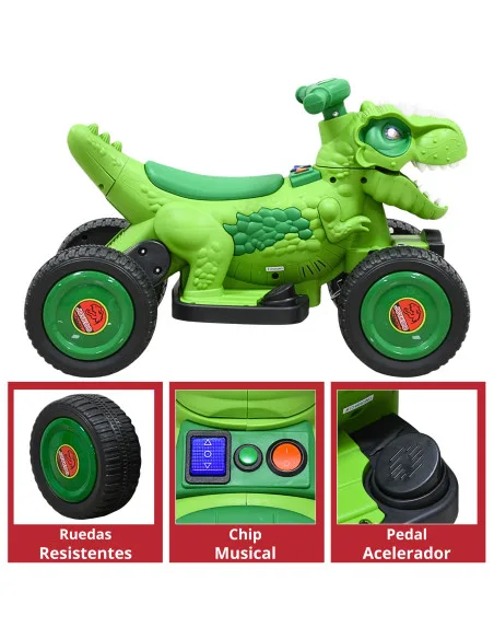Montable Eléctrico para Niños Dinosaurio con Luz Música Pedal Acelerador Batería 6V Apto desde 3 Años hasta 25 kg | Joykoo Tienda Oficial