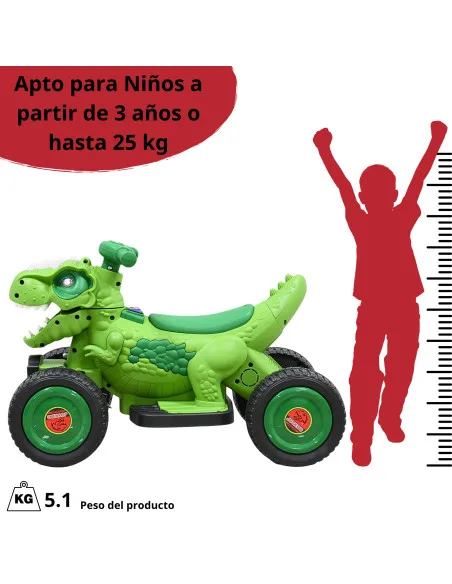 Montable Eléctrico para Niños Dinosaurio con Luz Música Pedal Acelerador Batería 6V Apto desde 3 Años hasta 25 kg | Joykoo Tienda Oficial
