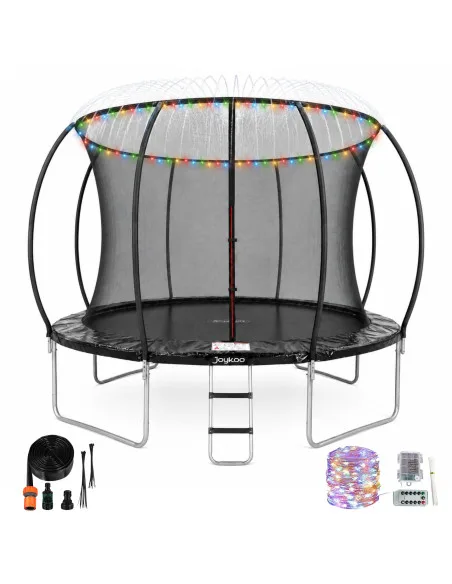 Trampolín Brincolín de 12 Pies Para Niños Luz y Agua Tubos de Acero Galvanizado Soporta hasta 180 kg | Joykoo Tienda Oficial