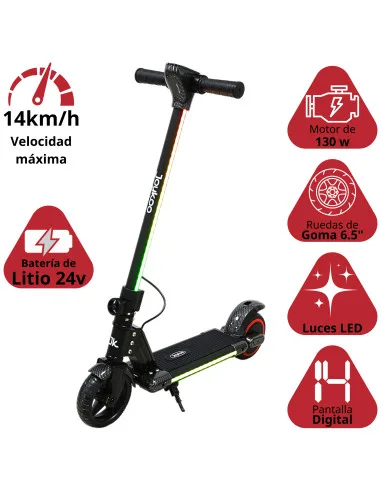 Scooter Eléctrico para Niños con Luces LED Plegable Batería de Litio 24V Ruedas de Goma Soporta hasta 60 kg | Joykoo Tienda Oficial