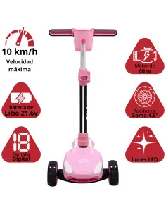 Scooter Eléctrico para Niños con Luces LED Plegable Altura Ajustable Batería de Litio 21.6V Soporta 50 kg Joykoo - 1 2