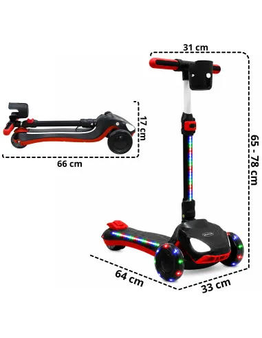 Scooter Eléctrico para Niños con Luces LED Plegable Altura Ajustable Batería de Litio 21.6V Soporta 50 kg | Joykoo Tienda Oficial