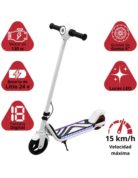 Scooter Eléctrico para Niños con Luces LED Batería de 24V 15 km/h Freno Eléctrico Ruedas de Goma | Joykoo Tienda Oficial