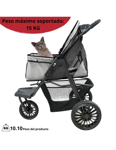 Carriola para Mascotas 3 Ruedas para Raza Chica y Mediana Plegable Correas de Seguridad Portavasos Soporta hasta 15 kg | Joykoo Tienda Oficial