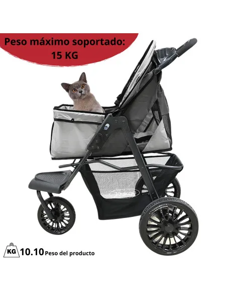 Carriola para Mascotas 3 Ruedas para Raza Chica y Mediana Plegable Correas de Seguridad Portavasos Soporta hasta 15 kg | Joykoo Tienda Oficial