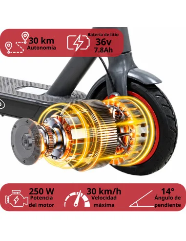 Scooter Eléctrico Plegable Motor 250W 30 km/h 3 Modos de Conducción Ruedas de Hule 8.5" Soporta hasta 100 kg | Joykoo Tienda Oficial