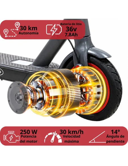 Scooter Eléctrico Plegable Motor 250W 30 km/h 3 Modos de Conducción Ruedas de Hule 8.5" Soporta hasta 100 kg | Joykoo Tienda Oficial