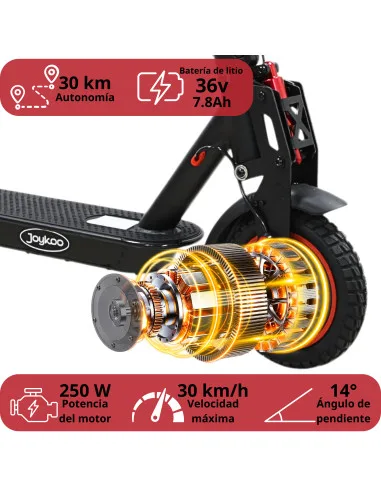 Scooter Eléctrico Plegable 250W Velocidad Máxima 30 km/h 3 Velocidades App Ruedas 8.5" Freno de Disco Soporta 100 kg | Joykoo Tienda Oficial