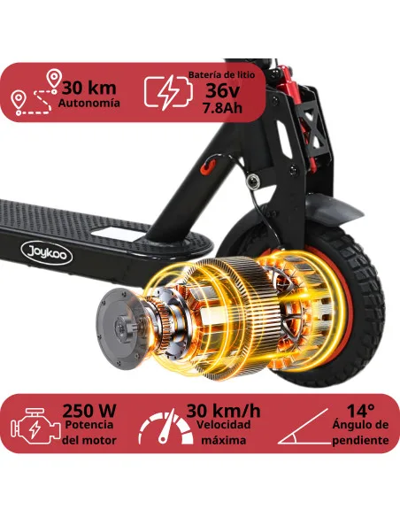 Scooter Eléctrico Plegable 250W Velocidad Máxima 30 km/h 3 Velocidades App Ruedas 8.5" Freno de Disco Soporta 100 kg | Joykoo Tienda Oficial