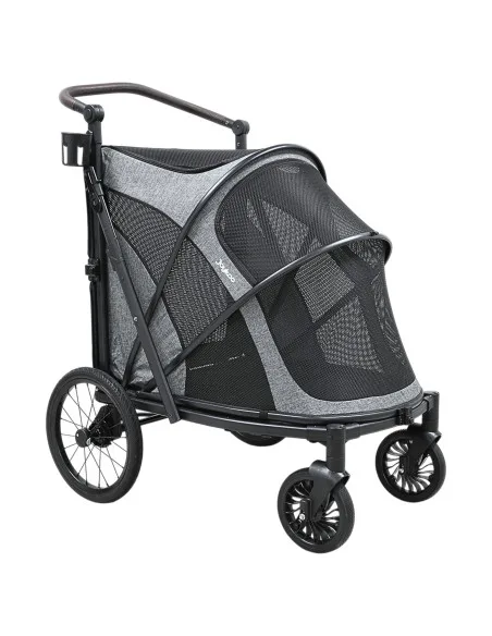 Carriola Plegable para Mascotas Ruedas  de Goma con Freno Manubrio Ajustable y Correas de Seguridad hasta 30 kg | Joykoo Tienda Oficial
