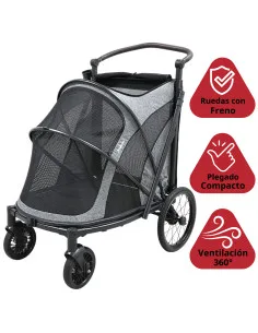 Carriola Plegable para Mascotas Ruedas  de Goma con Freno Manubrio Ajustable y Correas de Seguridad hasta 30 kg Joykoo - 1 2