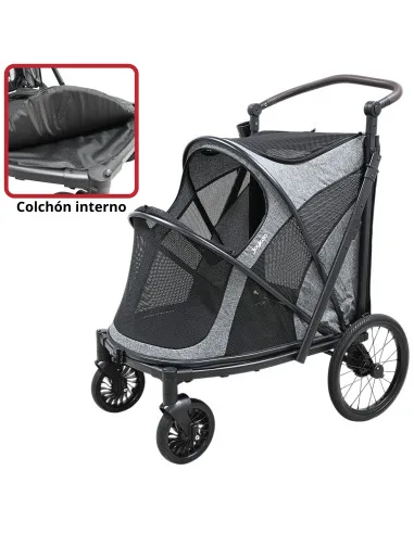 Carriola Plegable para Mascotas Ruedas  de Goma con Freno Manubrio Ajustable y Correas de Seguridad hasta 30 kg | Joykoo Tienda Oficial