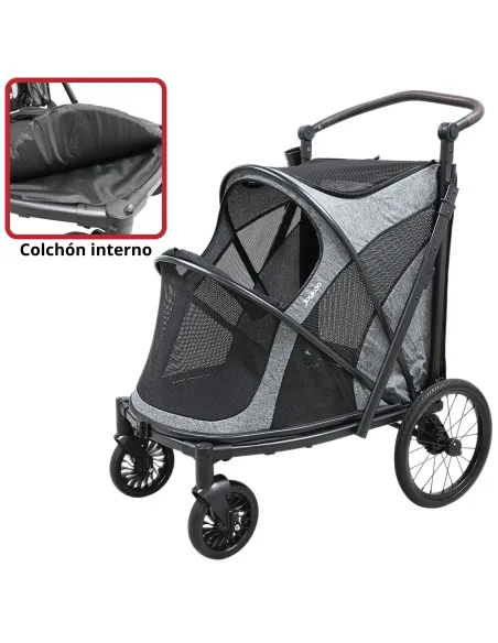 Carriola Plegable para Mascotas Ruedas  de Goma con Freno Manubrio Ajustable y Correas de Seguridad hasta 30 kg | Joykoo Tienda Oficial