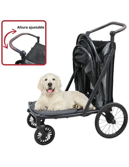 Carriola Plegable para Mascotas Ruedas  de Goma con Freno Manubrio Ajustable y Correas de Seguridad hasta 30 kg | Joykoo Tienda Oficial