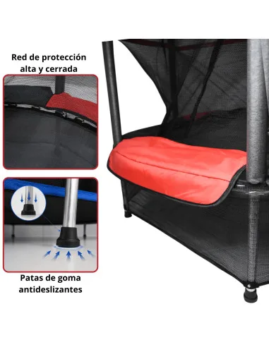 Trampolín Infantil Brincolín 140 cm 55 Pulgadas con Red de Seguridad Alta 36 Resortes Acero Galvanizado Soporta 50 kg | Joykoo Tienda Oficial