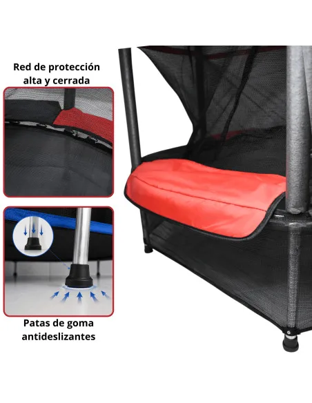 Trampolín Infantil Brincolín 140 cm 55 Pulgadas con Red de Seguridad Alta 36 Resortes Acero Galvanizado Soporta 50 kg | Joykoo Tienda Oficial