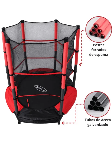 Trampolín Infantil Brincolín 140 cm 55 Pulgadas con Red de Seguridad Alta 36 Resortes Acero Galvanizado Soporta 50 kg | Joykoo Tienda Oficial
