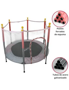 Trampolín Infantil Brincolín 140 cm 55 Pulgadas con Red de Seguridad hasta 50 kg con 36 Resortes de Acero Galvanizado Joykoo - 1 2