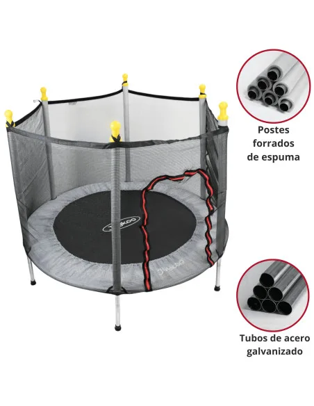 Trampolín Infantil Brincolín 140 cm 55 Pulgadas con Red de Seguridad hasta 50 kg con 36 Resortes de Acero Galvanizado | Joykoo Tienda Oficial