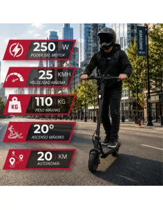 Scooter Eléctrico para Adultos 250W 25 Km/h Velocidad Máxima Llantas 8.5" Plegable con Pantalla LED Hasta 110 Kg Joykoo - 1 2