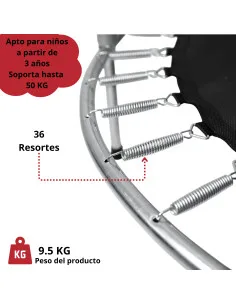 Trampolín Infantil Brincolín 140 cm 55 Pulgadas con Red de Seguridad Alta 36 Resortes Acero Galvanizado Soporta 50 kg Joykoo - 1 2