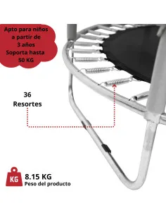 Trampolín Infantil Con Red De Seguridad 140 cm 55 Pulgadas Soporta Hasta 50 Kg Postes Acolchados 36 Resortes Joykoo - 1 2