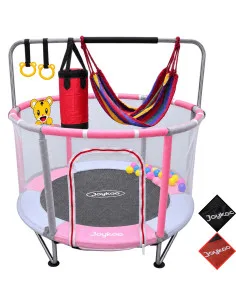 Trampolín Infantil 140 cm 55 Pulgadas Parque De Juegos Con Red De Seguridad Postes Acolchados 36 Resortes 50 kg Joykoo - 1 2