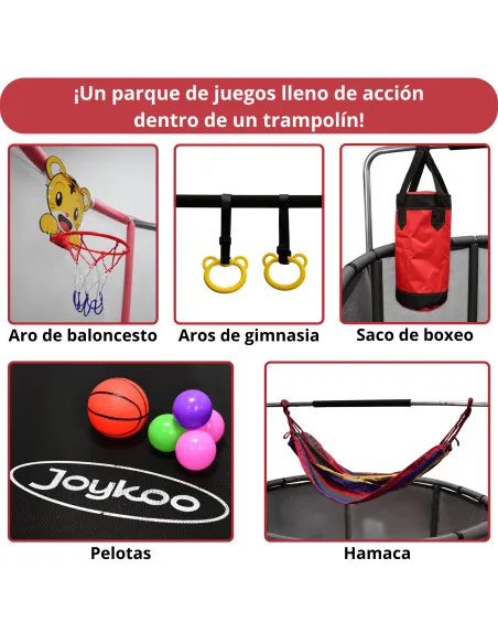 Trampolín Infantil 140 cm 55 Pulgadas Parque De Juegos Con Red De Seguridad Postes Acolchados 36 Resortes 50 kg | Joykoo Tienda Oficial