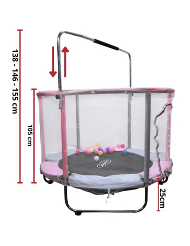 Trampolín Infantil 140 cm 55 Pulgadas Parque De Juegos Con Red De Seguridad Postes Acolchados 36 Resortes 50 kg | Joykoo Tienda Oficial