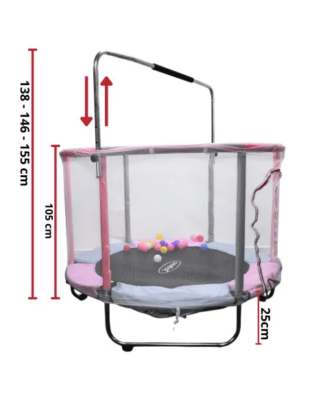 Trampolín Infantil 140 cm 55 Pulgadas Parque De Juegos Con Red De Seguridad Postes Acolchados 36 Resortes 50 kg | Joykoo Tienda Oficial