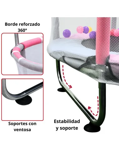Trampolín Infantil 140 cm 55 Pulgadas Parque De Juegos Con Red De Seguridad Postes Acolchados 36 Resortes 50 kg | Joykoo Tienda Oficial