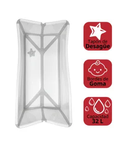 Bañera Plegable Para Bebé Antideslizante Con Tapón De Desagüe 6 A 18 Meses Hasta 25 Kg Joykoo - 1 2
