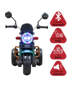 Moto Montable Eléctrica Retro Para Niños 3 Ruedas 6V Bluetooth Luces Música Desde 3 Años Hasta 25 Kg Joykoo - 1 2