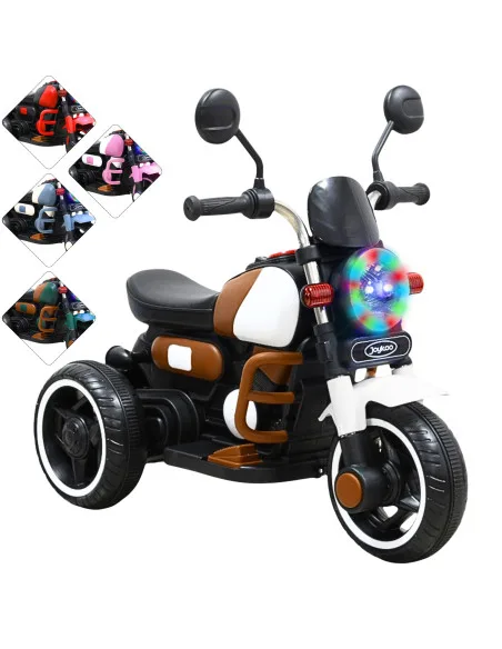 Moto Montable Eléctrica Retro Para Niños 3 Ruedas 6V Bluetooth Luces Música Desde 3 Años Hasta 25 Kg | Joykoo Tienda Oficial