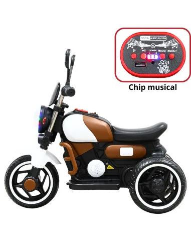 Moto Montable Eléctrica Retro Para Niños 3 Ruedas 6V Bluetooth Luces Música Desde 3 Años Hasta 25 Kg | Joykoo Tienda Oficial
