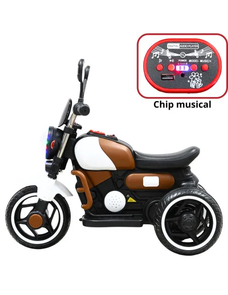 Moto Montable Eléctrica Retro Para Niños 3 Ruedas 6V Bluetooth Luces Música Desde 3 Años Hasta 25 Kg | Joykoo Tienda Oficial