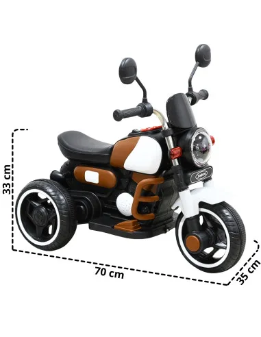 Moto Montable Eléctrica Retro Para Niños 3 Ruedas 6V Bluetooth Luces Música Desde 3 Años Hasta 25 Kg | Joykoo Tienda Oficial