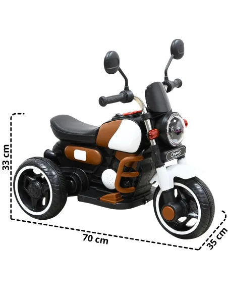 Moto Montable Eléctrica Retro Para Niños 3 Ruedas 6V Bluetooth Luces Música Desde 3 Años Hasta 25 Kg | Joykoo Tienda Oficial
