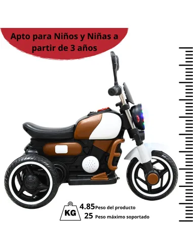 Moto Montable Eléctrica Retro Para Niños 3 Ruedas 6V Bluetooth Luces Música Desde 3 Años Hasta 25 Kg | Joykoo Tienda Oficial