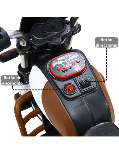 Moto Montable Eléctrica Retro Para Niños 3 Ruedas 6V Bluetooth Luces Música Desde 3 Años Hasta 25 Kg | Joykoo Tienda Oficial